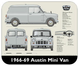 Austin Mini Van (ribbed roof) 1966 Place Mat, Small